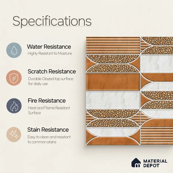 Moroccan Tile TL 04394 M Fenix 219 Decor 1 ft x 1 ft Ceramic Matte Finish - 9 mm | Suitable For Kitchen, Bathroom, Basin Area | Please Expect a Slight Variation of Pattern