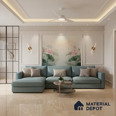 Budget Friendly Large Format Marble Floor Tile TL 04396 Avira Beige Glossy Finish Vitrified Colorbody Tile - 15 mm | Suitable for Living Room, Bedroom, Office | Adhesive and Spacers Must be Used During Installation