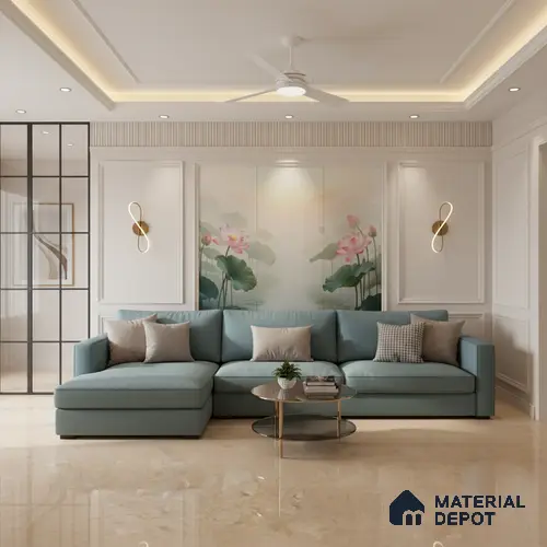 Budget Friendly Large Format Marble Floor Tile TL 04396 Avira Beige Glossy Finish Vitrified Colorbody Tile - 15 mm | Suitable for Living Room, Bedroom, Office | Adhesive and Spacers Must be Used During Installation