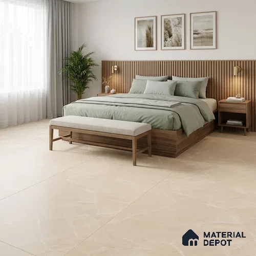 Marble Floor Tile TL 04397 D Endless Dover Crema 6 ft x 4 ft Matte Carving Finish Colorbody Vitrified Tile - 15 mm | Suitable For Living Room, Bedroom & Dining Area