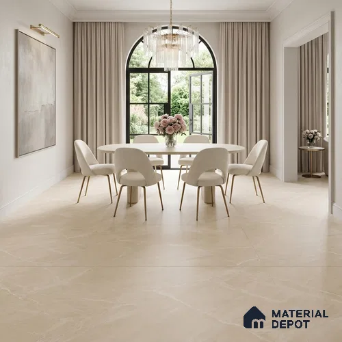 Marble Floor Tile TL 04397 D Endless Dover Crema 6 ft x 4 ft Matte Carving Finish Colorbody Vitrified Tile - 15 mm | Suitable For Living Room, Bedroom & Dining Area