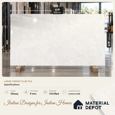 Large Format Avira Bianco TL 04401 C Marble Tile 6 ft x 4 ft Vitrified Glossy Finish Floor Tile - 9 mm | Against Order