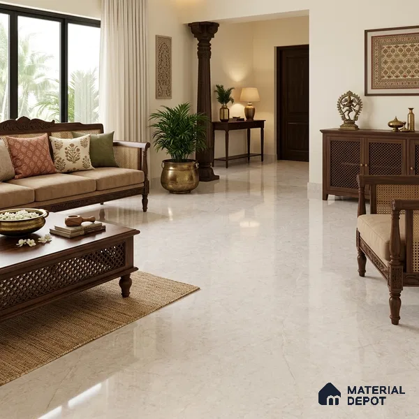 Large Format Avira Bianco TL 04401 C Marble Tile 6 ft x 4 ft Vitrified Glossy Finish Floor Tile - 9 mm | Against Order