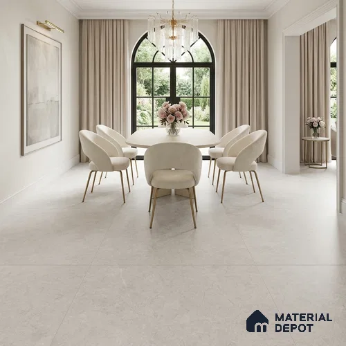 Marble Floor Tile TL 04401 F Avira Bianco 6 ft x 4 ft Glossy Finish Colorbody Vitrified Tile - 15 mm | Suitable For Living Room, Bedroom & Dining Area