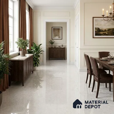 Marble Floor & Wall Tile TL 04401 G Avira Bianco 6 ft x 4 ft Pearl Finish Vitrified Tile - 9 mm | Suitable For Living Room, Bedroom & Dining Area