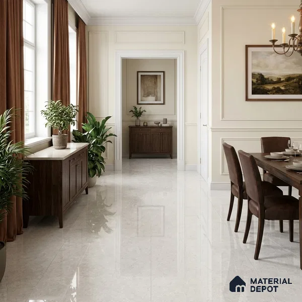 Marble Floor & Wall Tile TL 04401 G Avira Bianco 6 ft x 4 ft Pearl Finish Vitrified Tile - 9 mm | Suitable For Living Room, Bedroom & Dining Area