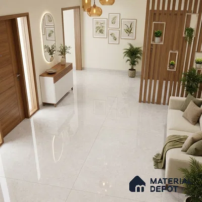 Marble Floor & Wall Tile TL 04401 G Avira Bianco 6 ft x 4 ft Pearl Finish Vitrified Tile - 9 mm | Suitable For Living Room, Bedroom & Dining Area