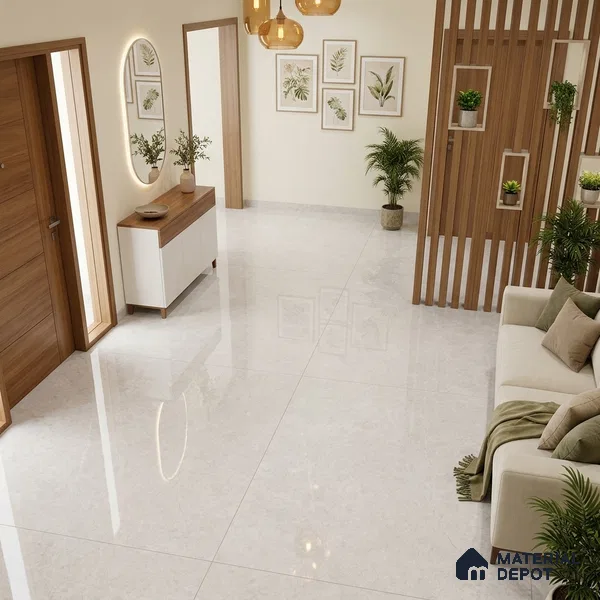 Marble Floor & Wall Tile TL 04401 G Avira Bianco 6 ft x 4 ft Pearl Finish Vitrified Tile - 9 mm | Suitable For Living Room, Bedroom & Dining Area
