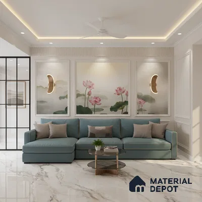 Large Format Marble Floor Tile TL 04403 Endless Calacatta Belgia Glossy Finish Vitrified Colorbody Tile - 15 mm | Suitable for Living Room, Bedroom, Office | Adhesive and Spacers Must be Used During Installation