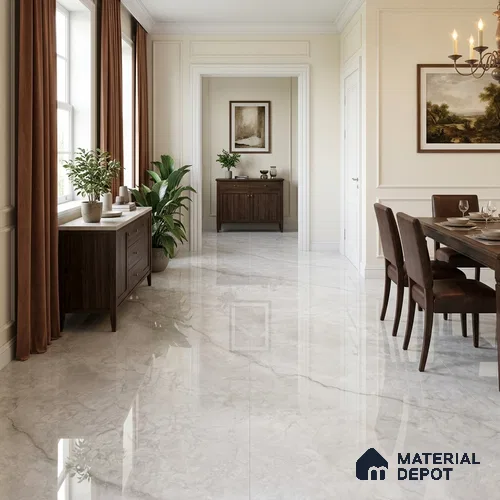 Marble Floor & Wall Tile TL 04405 E Endless Prisma white 6 ft x 4 ft Pearl Finish Vitrified Tile - 9 mm | Suitable For Living Room, Bedroom & Dining Area