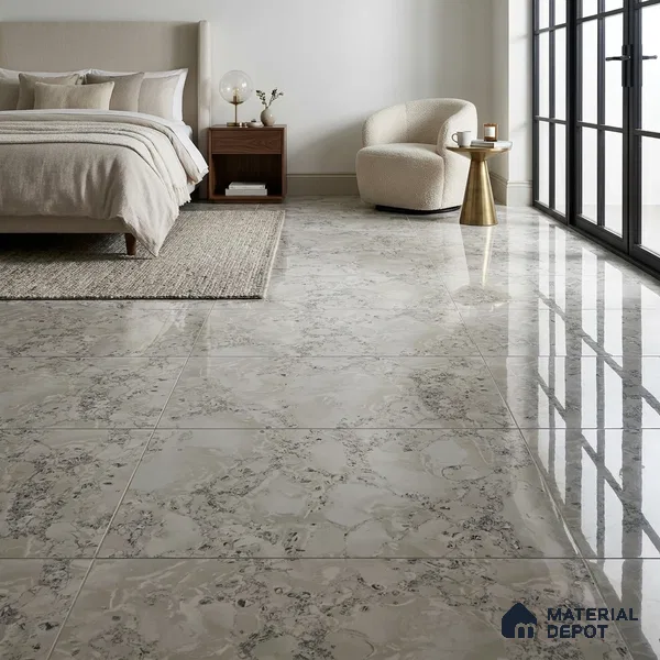 Marble Floor & Wall Tile TL 04411 Pista Smoke 4 ft x 2 ft Glossy Finish Granite Look Double Charge Vitrified Tile - 9 mm