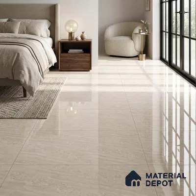 Marble Floor & Wall Tile TL 04551 Arizona White 4 ft x 2 ft Glossy Finish Double Charge Vitrified Tile - 9 mm