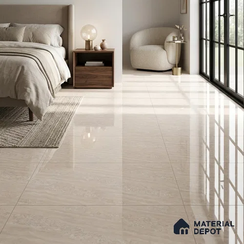 Marble Floor & Wall Tile TL 04551 Arizona White 4 ft x 2 ft Glossy Finish Double Charge Vitrified Tile - 9 mm