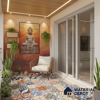 Moroccan Floor & Wall Tile TL 04670 B Florencia Warm Deco 2 ft x 2 ft -  Porcelain Matte Finish 8 mm | Suitable for Kitchen, Bathroom, Dining Area | Please Expect a Slight Variation of Pattern