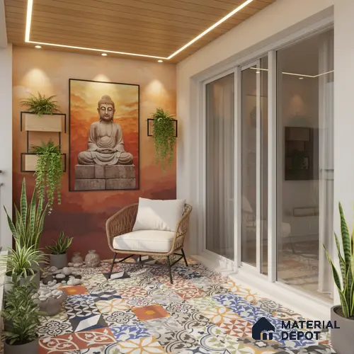 Moroccan Floor & Wall Tile TL 04670 B Florencia Warm Deco 2 ft x 2 ft -  Porcelain Matte Finish 8 mm | Suitable for Kitchen, Bathroom, Dining Area | Please Expect a Slight Variation of Pattern
