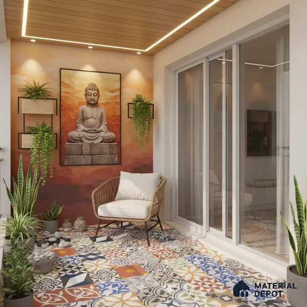 Moroccan Floor & Wall Tile TL 04670 B Florencia Warm Deco 2 ft x 2 ft -  Porcelain Matte Finish 8 mm | Suitable for Kitchen, Bathroom, Dining Area | Please Expect a Slight Variation of Pattern