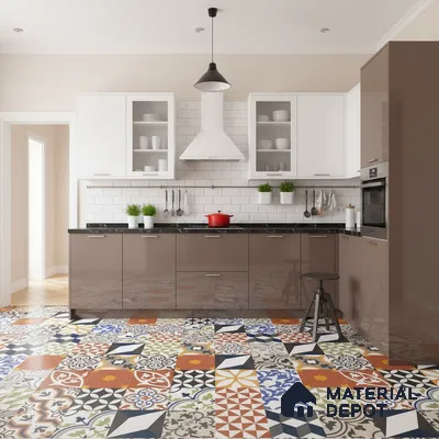 Moroccan Floor & Wall Tile TL 04670 B Florencia Warm Deco 2 ft x 2 ft -  Porcelain Matte Finish 8 mm | Suitable for Kitchen, Bathroom, Dining Area | Please Expect a Slight Variation of Pattern