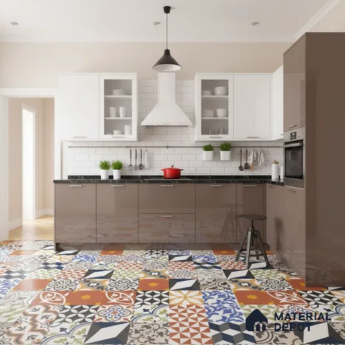 Moroccan Floor & Wall Tile TL 04670 B Florencia Warm Deco 2 ft x 2 ft -  Porcelain Matte Finish 8 mm | Suitable For Kitchen, Balcony, Dining Area | Please Expect a Slight Variation of Pattern