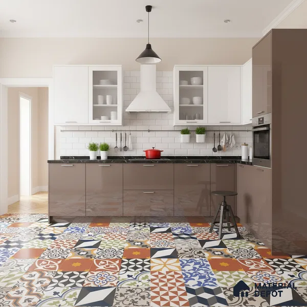 Moroccan Floor & Wall Tile TL 04670 B Florencia Warm Deco 2 ft x 2 ft -  Porcelain Matte Finish 8 mm | Suitable for Kitchen, Bathroom, Dining Area | Please Expect a Slight Variation of Pattern