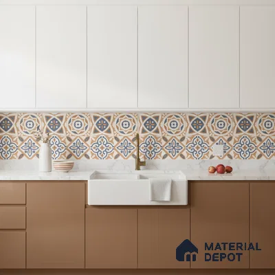 Moroccan Floor & Wall Tile TL 04670 F Florencia Soumaya Orange 2 ft x 2 ft -  Porcelain Matte Finish 8 mm | Suitable for Kitchen, Bathroom, Dining Area | Please Expect a Slight Variation of Pattern