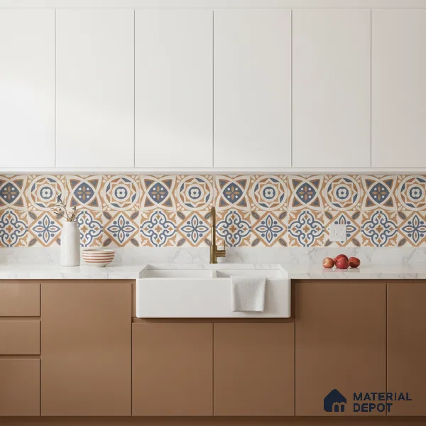 Moroccan Floor & Wall Tile TL 04670 F Florencia Soumaya Orange 2 ft x 2 ft -  Porcelain Matte Finish 8 mm | Suitable for Kitchen, Bathroom, Dining Area | Please Expect a Slight Variation of Pattern