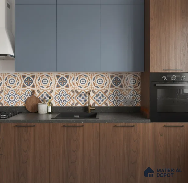 Moroccan Floor & Wall Tile TL 04670 F Florencia Soumaya Orange 2 ft x 2 ft -  Porcelain Matte Finish 8 mm | Suitable for Kitchen, Bathroom, Dining Area | Please Expect a Slight Variation of Pattern