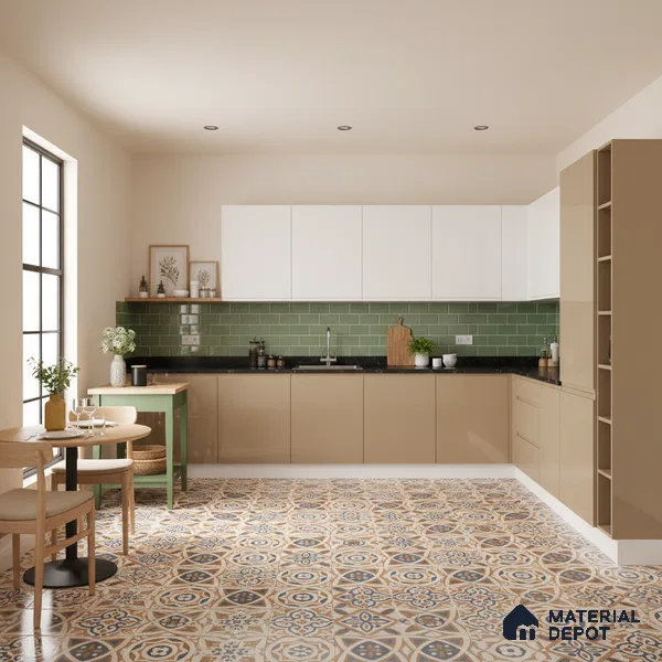 Moroccan Floor & Wall Tile TL 04670 F Florencia Soumaya Orange 2 ft x 2 ft -  Porcelain Matte Finish 8 mm | Suitable for Kitchen, Bathroom, Dining Area | Please Expect a Slight Variation of Pattern