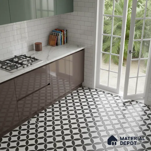 Moroccan Floor & Wall Tile TL 04671 B Monochrome 2 ft x 2 ft -  Porcelain Matte Finish 8 mm | Suitable for Kitchen, Bathroom, Foyer | Please Expect a Slight Variation of Pattern