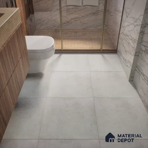 Cement Wall & Floor Tile TL 04672 B Nimbus Carrara Giola White washed/weathered Surface 2 ft x 2 ft Porcelain Matte Finish 8 mm | Suitable for Living Room, Bedroom, Bathroom, Kitchen & Balcony