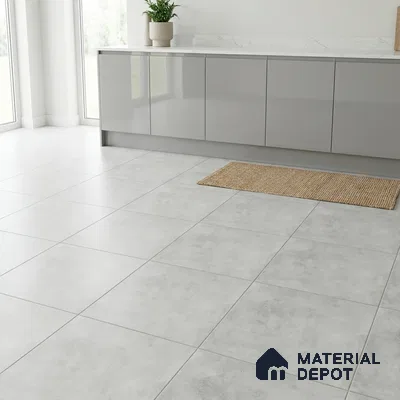 Cement Wall & Floor Tile TL 04672 B Nimbus Carrara Giola White washed/weathered Surface 2 ft x 2 ft Porcelain Matte Finish 8 mm | Suitable for Living Room, Bedroom, Bathroom, Kitchen & Balcony