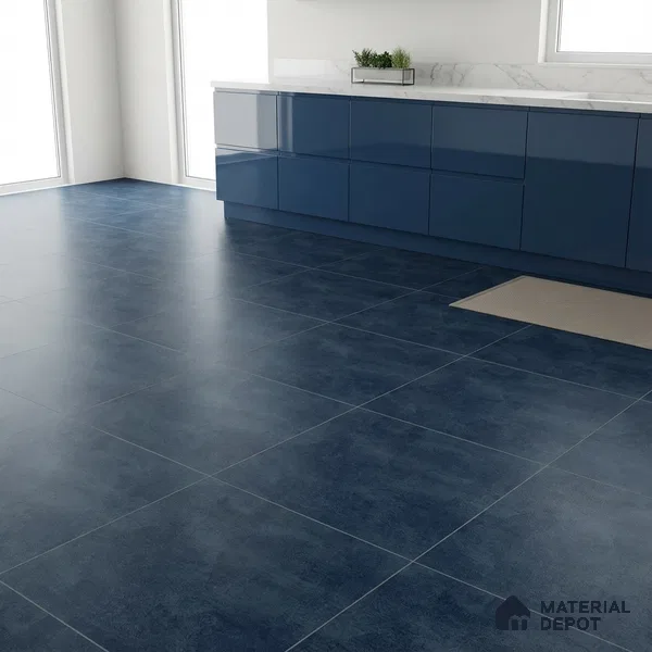 Cement Wall & Floor Tile TL 04672 D Nimbus Midnight Navy washed/weathered Surface 2 ft x 2 ft Porcelain Matte Finish 8 mm | Suitable for Living Room, Bedroom, Bathroom, Kitchen & Balcony