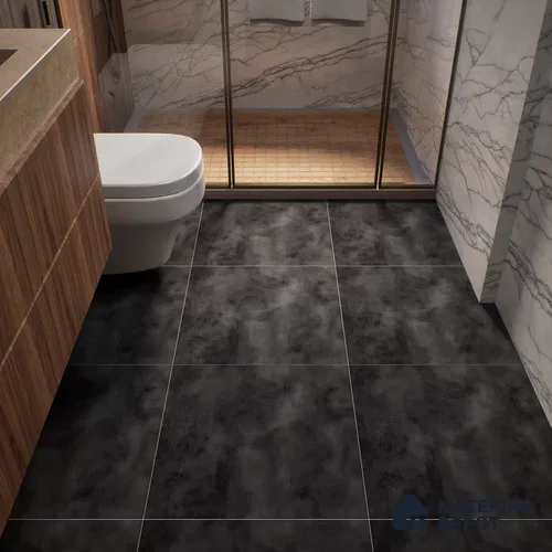Cement Wall & Floor Tile TL 04672 Nimbus Charcoal Black washed/weathered Surface 2 ft x 2 ft Porcelain Matte Finish 8 mm | Suitable for Living Room, Bedroom, Bathroom, Kitchen & Balcony
