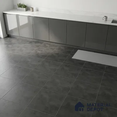 Cement Wall & Floor Tile TL 04672 Nimbus Charcoal Black washed/weathered Surface 2 ft x 2 ft Porcelain Matte Finish 8 mm | Suitable for Living Room, Bedroom, Bathroom, Kitchen & Balcony