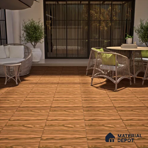 Wooden Tile TL 04679 Maple Elegant Dark Brown 2 ft x 2 ft Porcelain Matte Finish 8 mm | Suitable for Living Room, Bedroom, Bathroom, Kitchen & Balcony