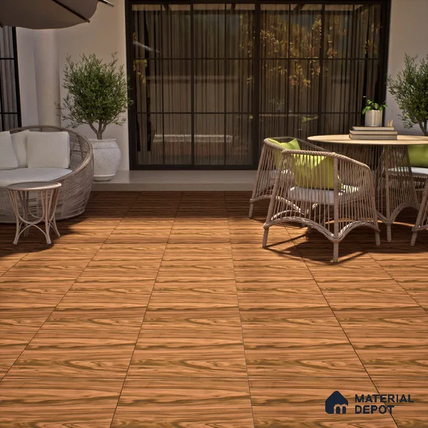 Wooden Tile TL 04679 Maple Elegant Dark Brown 2 ft x 2 ft Porcelain Matte Finish 8 mm | Suitable for Living Room, Bedroom, Bathroom, Kitchen & Balcony
