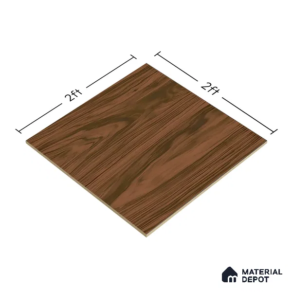 Wooden Tile TL 04679 Maple Elegant Dark Brown 2 ft x 2 ft Porcelain Matte Finish 8 mm | Suitable for Living Room, Bedroom, Bathroom, Kitchen & Balcony