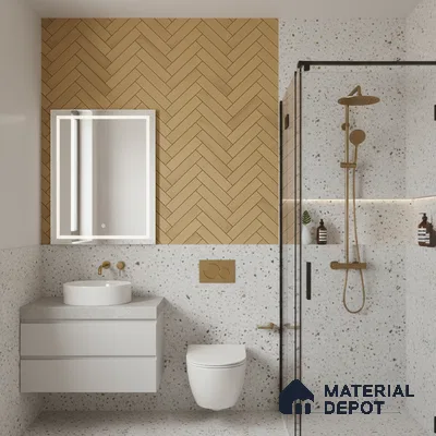 Faux Subway Wall Tile TL 04684 E Herringbone Solara Brown Olive 2 ft x 1 ft Ceramic Glossy Finish - 9 mm | Suitable For Kitchen, Bathroom Walls and Backsplashes | Please Expect a Slight Variation of Pattern