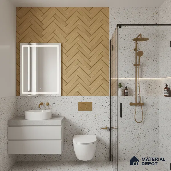 Faux Subway Wall Tile TL 04684 E Herringbone Solara Brown Olive 2 ft x 1 ft Ceramic Glossy Finish - 9 mm | Suitable For Kitchen, Bathroom Walls and Backsplashes | Please Expect a Slight Variation of Pattern