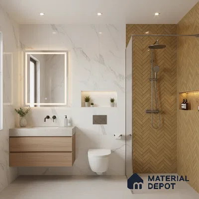 Faux Subway Wall Tile TL 04684 E Herringbone Solara Brown Olive 2 ft x 1 ft Ceramic Glossy Finish - 9 mm | Suitable For Kitchen, Bathroom Walls and Backsplashes | Please Expect a Slight Variation of Pattern