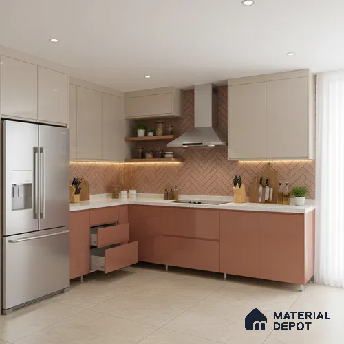 Faux Subway Wall Tile TL 04684 F Herringbone Solara Lush Pink 2 ft x 1 ft Ceramic Glossy Finish - 9 mm | Suitable For Kitchen, Bathroom Walls and Backsplashes | Please Expect a Slight Variation of Pattern