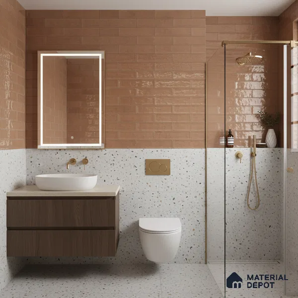 Faux Subway Wall Tile TL 04685 B Brick Solara Dun Brown 2 ft x 1 ft Ceramic Glossy Finish - 9 mm | Suitable For Kitchen, Bathroom Walls and Backsplashes | Please Expect a Slight Variation of Pattern (Sample)