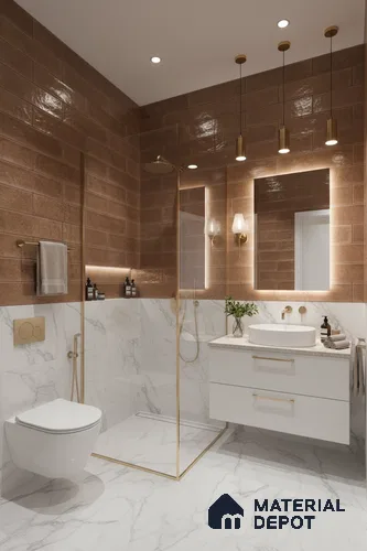 Faux Subway Wall Tile TL 04685 B Brick Solara Dun Brown 2 ft x 1 ft Ceramic Glossy Finish - 9 mm | Suitable For Kitchen, Bathroom Walls and Backsplashes | Please Expect a Slight Variation of Pattern
