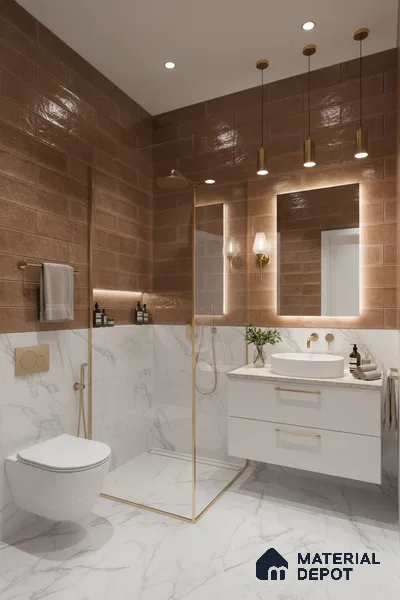 Faux Subway Wall Tile TL 04685 B Brick Solara Dun Brown 2 ft x 1 ft Ceramic Glossy Finish - 9 mm | Suitable For Kitchen, Bathroom Walls and Backsplashes | Please Expect a Slight Variation of Pattern (Sample)
