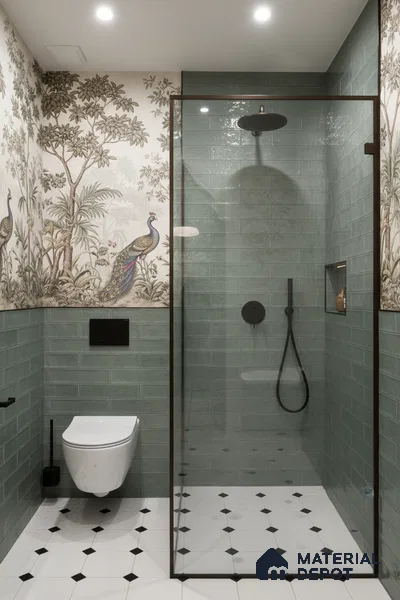 Faux Subway Wall Tile TL 04685 C Brick Solara Cove Blue 2 ft x 1 ft Ceramic Glossy Finish - 9 mm | Suitable For Kitchen, Bathroom Walls and Backsplashes | Please Expect a Slight Variation of Pattern (Sample)