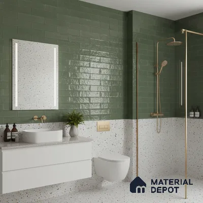 Faux Subway Wall Tile TL 04685 D Brick Solara Dyna Azul 2 ft x 1 ft Ceramic Glossy Finish - 9 mm | Suitable For Kitchen, Bathroom Walls and Backsplashes | Please Expect a Slight Variation of Pattern