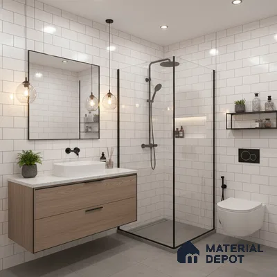 Faux Subway Wall Tile TL 04685 H Brick Solara Bright White 2 ft x 1 ft Ceramic Glossy Finish - 9 mm | Suitable For Kitchen, Bathroom Walls and Backsplashes | Please Expect a Slight Variation of Pattern (Sample)