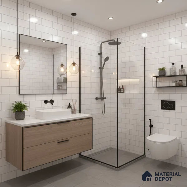 Faux Subway Wall Tile TL 04685 H Brick Solara Bright White 2 ft x 1 ft Ceramic Glossy Finish - 9 mm | Suitable For Kitchen, Bathroom Walls and Backsplashes | Please Expect a Slight Variation of Pattern (Sample)
