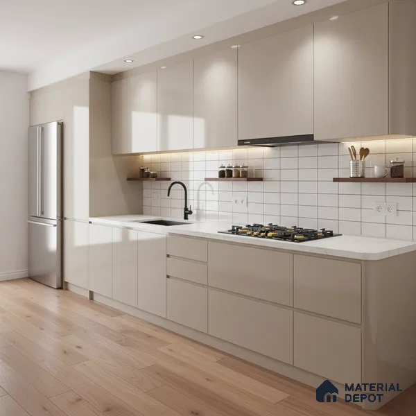 Faux Subway Wall Tile TL 04685 I Brick Solara Versilia White 2 ft x 1 ft Ceramic Glossy Finish - 9 mm | Suitable For Kitchen, Bathroom Walls and Backsplashes | Please Expect a Slight Variation of Pattern (Sample)