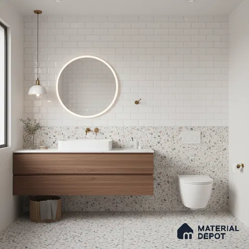Faux Subway Wall Tile TL 04685 J Brick Solara Ice White 2 ft x 1 ft Ceramic Glossy Finish - 9 mm | Suitable For Kitchen, Bathroom Walls and Backsplashes | Please Expect a Slight Variation of Pattern