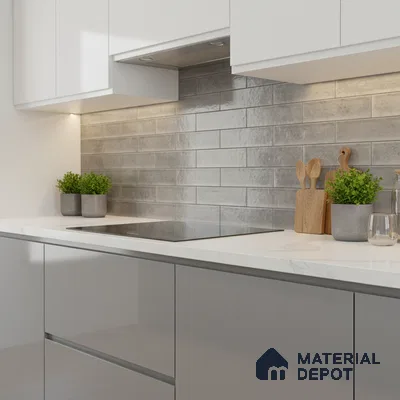 Faux Subway Wall Tile TL 04685 Q Brick Solara Opal Sheen 2 ft x 1 ft Ceramic Glossy Finish - 9 mm | Suitable For Kitchen, Bathroom Walls and Backsplashes | Please Expect a Slight Variation of Pattern (Sample)